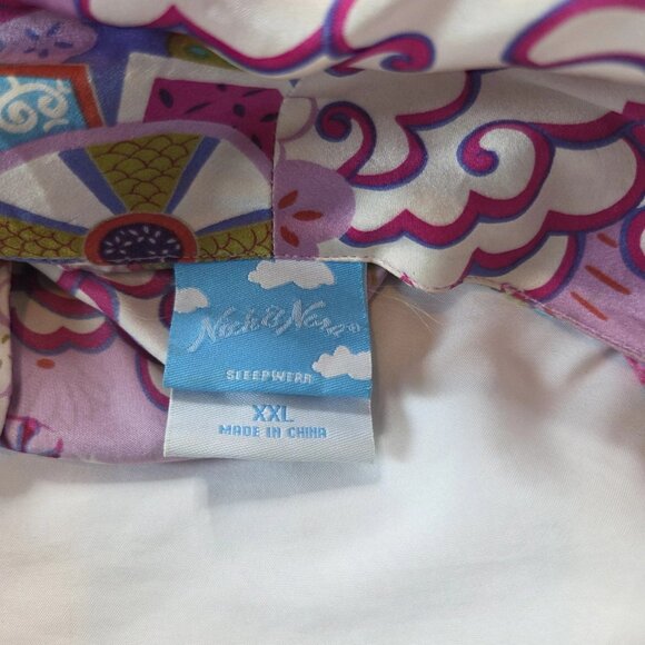 Nick & Nora Women's Size XXL Silk Robe Asian Dragon Purple - Picture 6 of 10